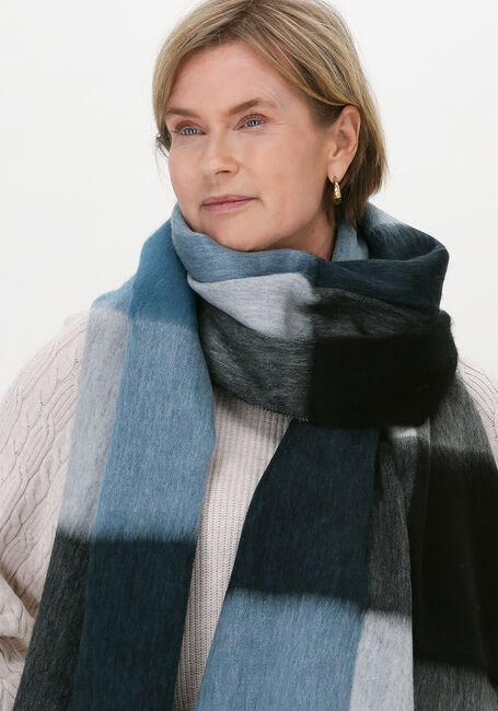 Blauwe ALPACA LOCA Sjaal SCARF BLOCKED - large