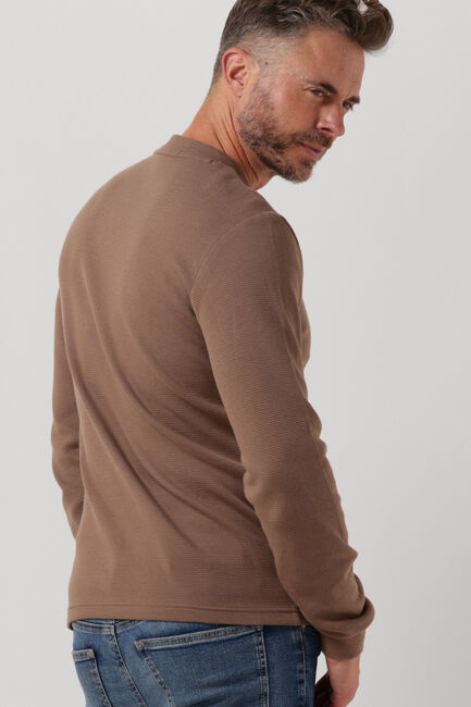 Bruine CALVIN KLEIN Sweater MONOLOGO BADGE WAFFLE LS TEE - large