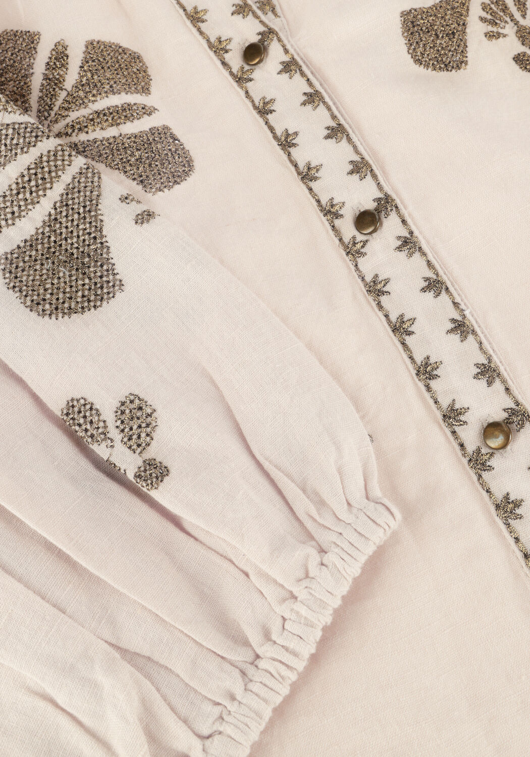 Beige SUMMUM Blouses LONGSLEEVE TOP LINEN HEAVY EMBROIDERY - large