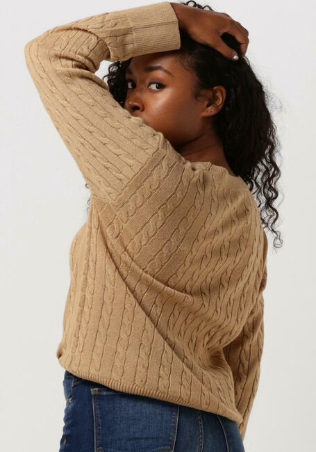 Camel TOMMY HILFIGER Trui SOFTWOOL CABLE C-NK SWEATER - large