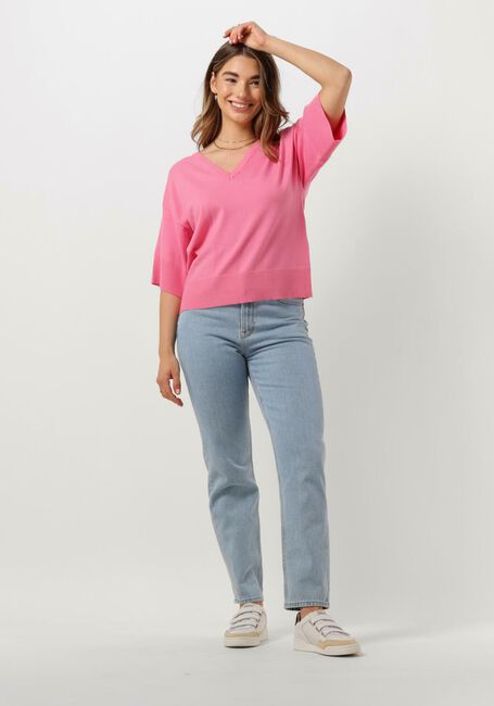 Roze MSCH COPENHAGEN Top MSCHESLINA RACHELLE 2/4 V NECK PULLOVER - large