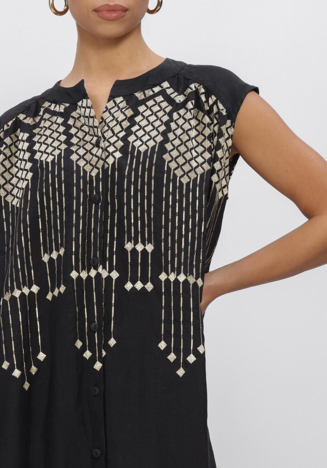 Zwarte GREEK ARCHAIC KORI Midi jurk S26K-4083196 - large
