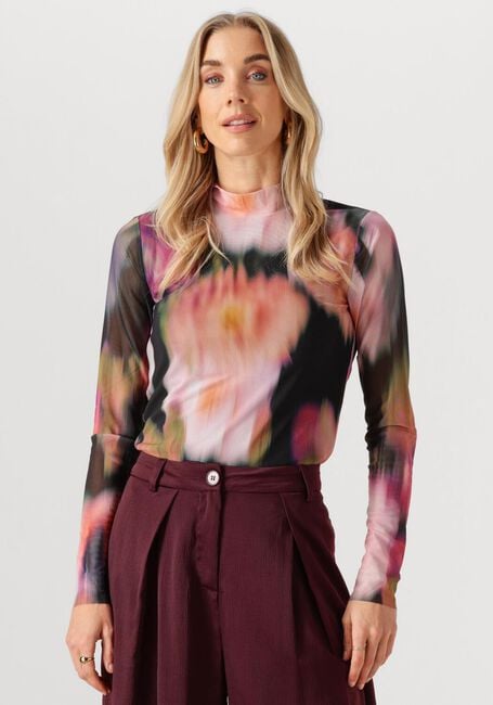 Zwarte Y.A.S. Top YASMINDY HIGH NECK LS MESH TOP - large