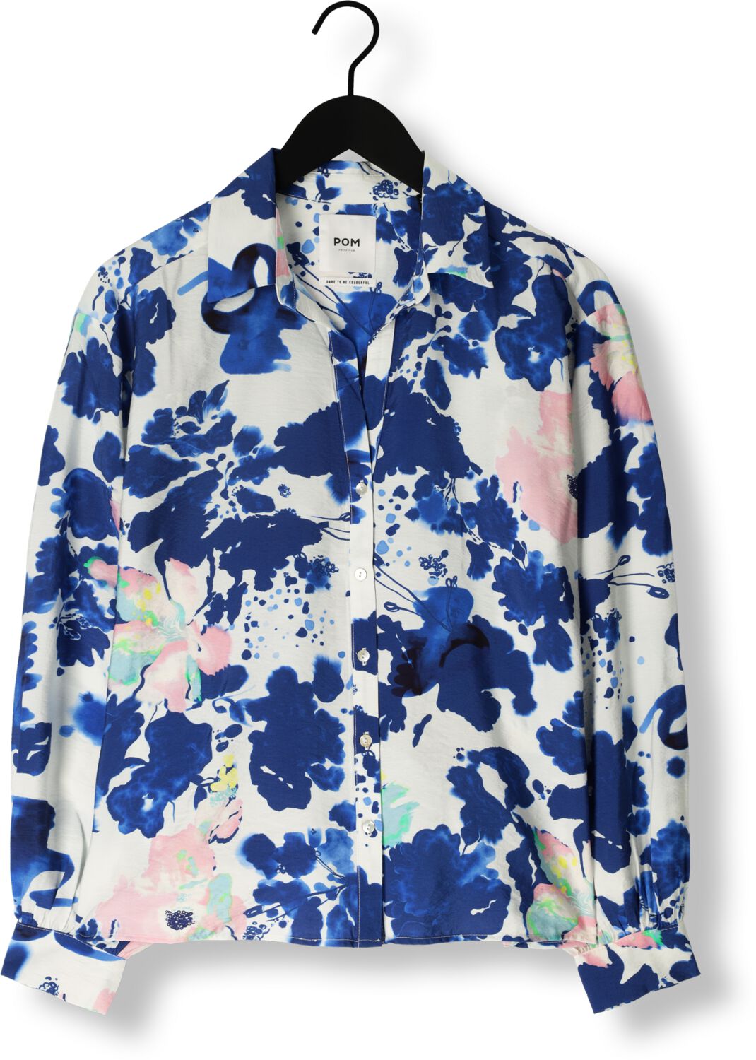 POM AMSTERDAM Dames Blouses Violet Crane Birds Blue Blouse Blauw