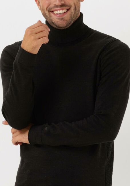 Zwarte CAST IRON Coltrui TURTLENECK COTTON HEATHER PLATED - large