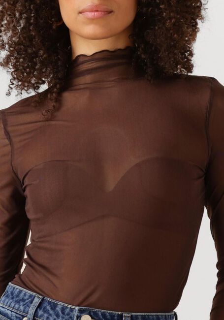 Bruine OBJECT Top OBJNELA LS O-NECK MESH TOP REP - large