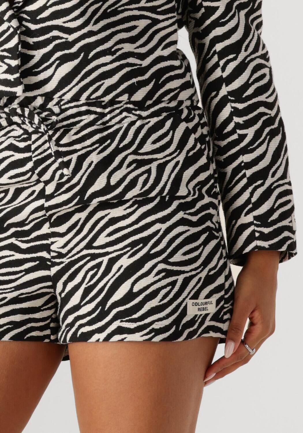 COLOURFUL REBEL Dames Broeken Florence Zebra Jacquard Short Grijs