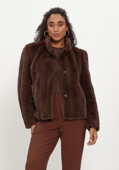Bruine STUDIO AR Faux fur jas SOLINE FAUX MINK STRIPE - large