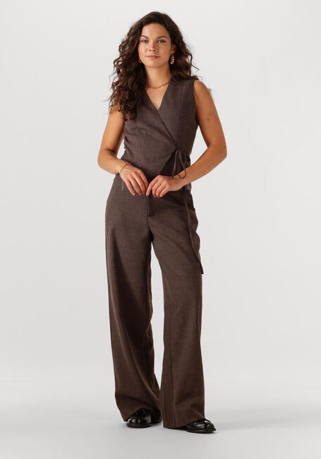 Bruine NEO NOIR Wijde broek EMMETT MELANGE PANTS - large