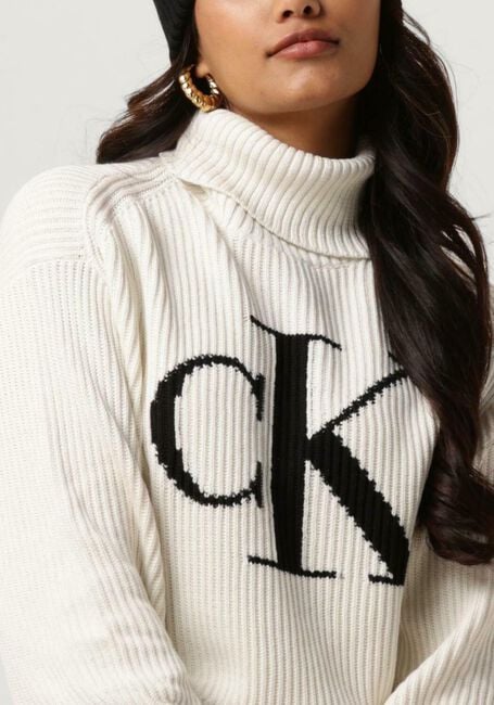 Gebroken wit CALVIN KLEIN Coltrui BLOWN UP CK LOOSE SWEATER - large