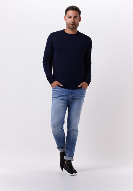 Donkerblauwe SELECTED MEN Trui SLHTOWN MERINO COOLMAX KNIT CREW - large