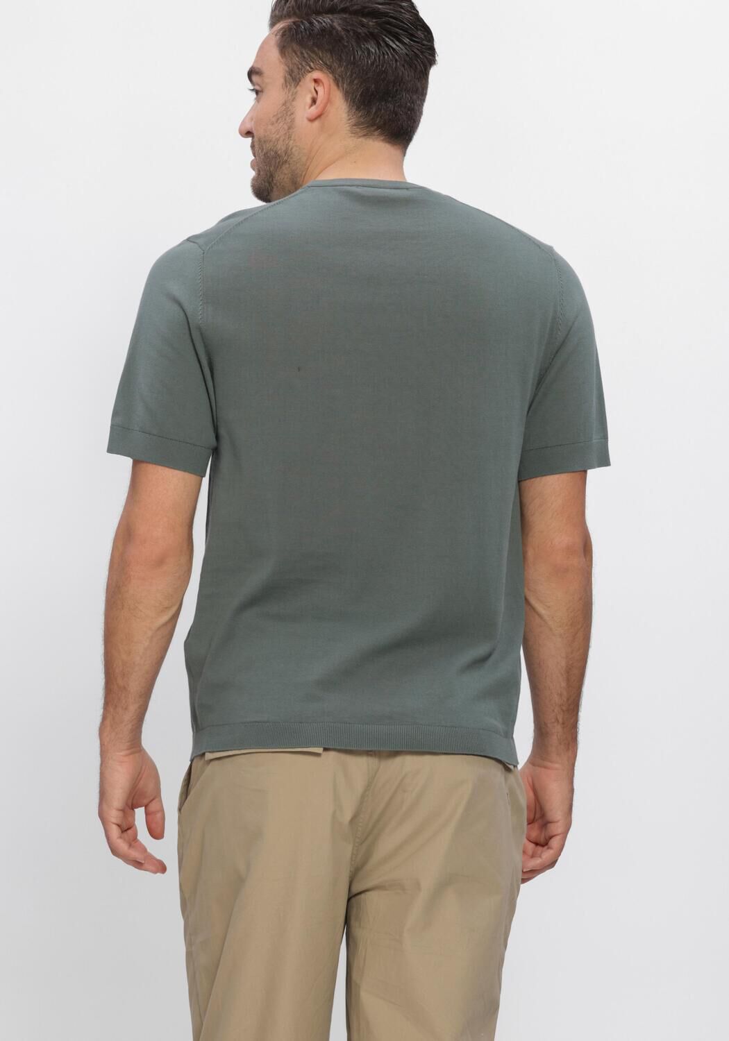 Groene SELECTED MEN Polo / T-shirt SLHTORINO SS KNIT CREW NECK  NOOS - large