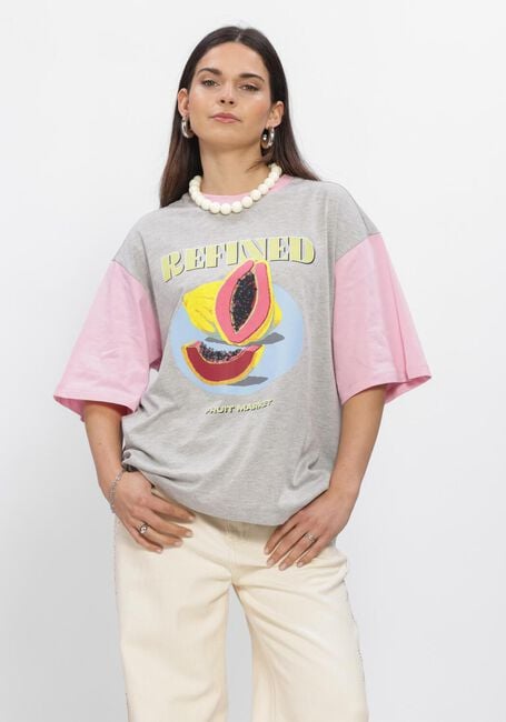 Grijze REFINED DEPARTMENT T-shirt LOUI 9986 - large
