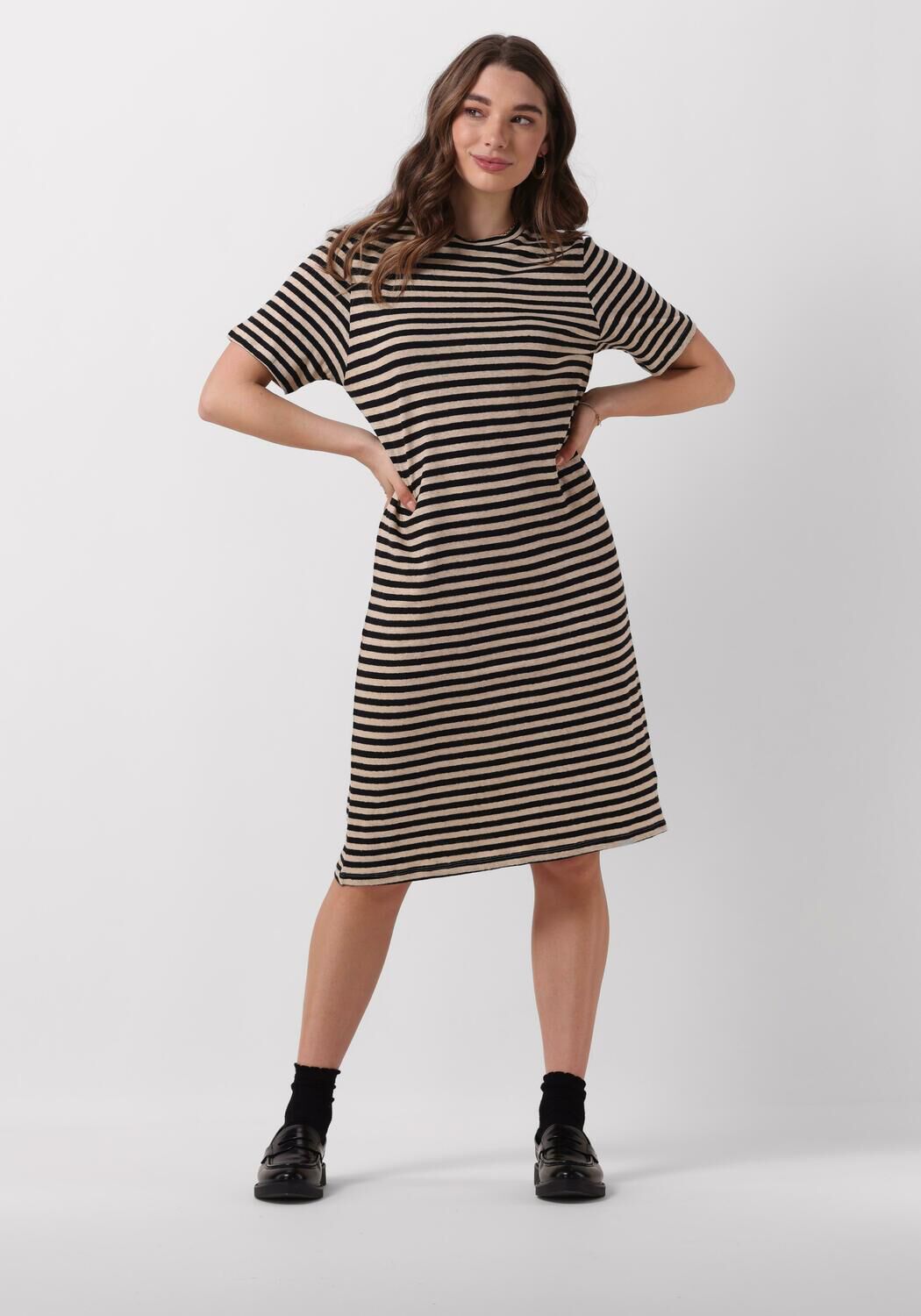 PENN & INK Dames Jurken Dress Stripe Zwart