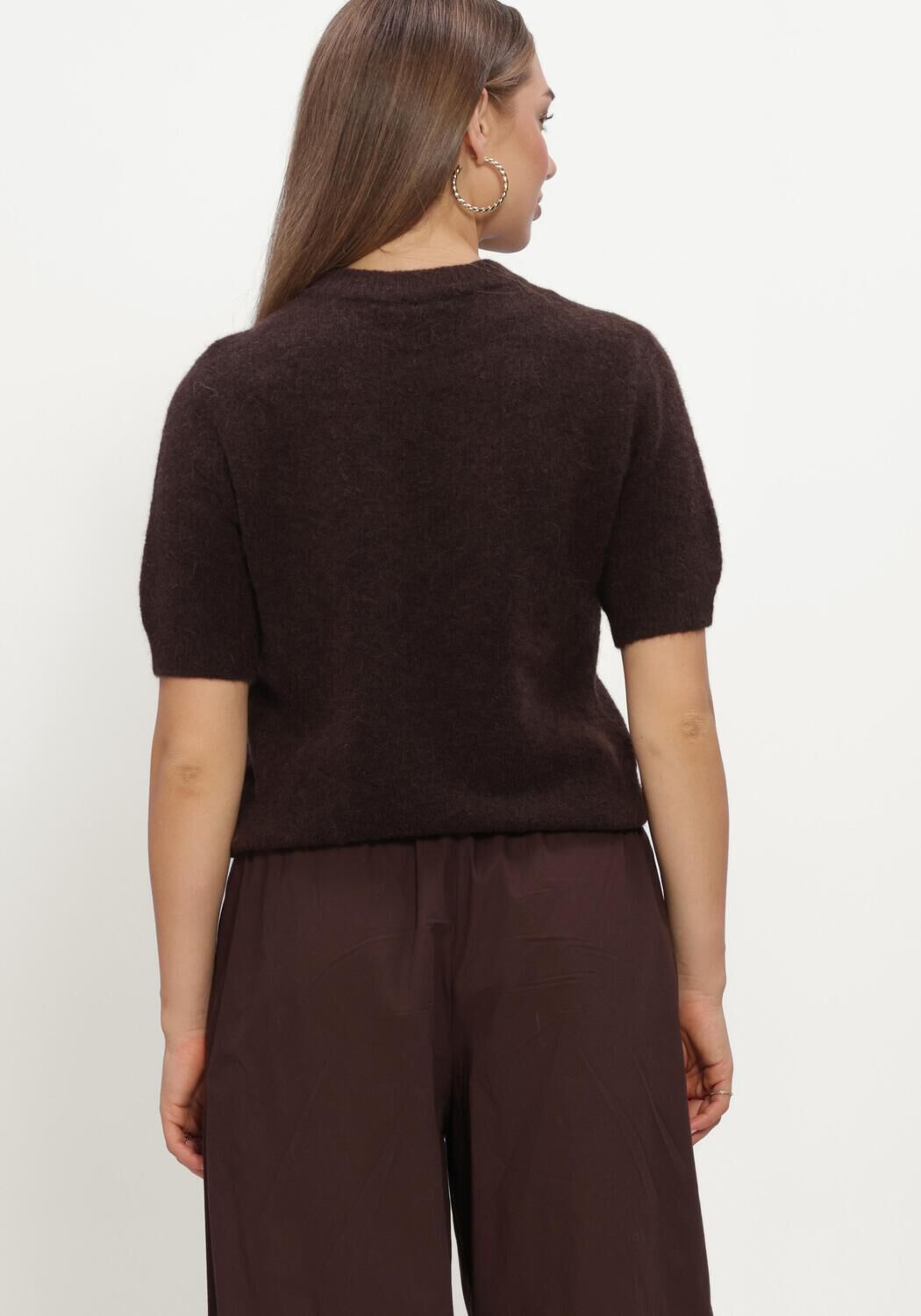 Bruine Y.A.S. Trui YASJOHI SS WOOL BLEND PULLOVER - large