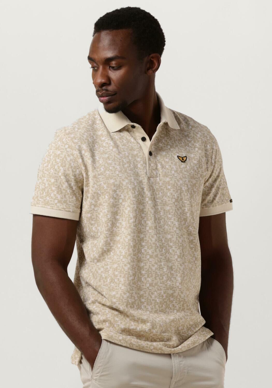 PME LEGEND Heren Polo's & T-shirts Short Sleeve Polo Fine Pique All Over Print Beige