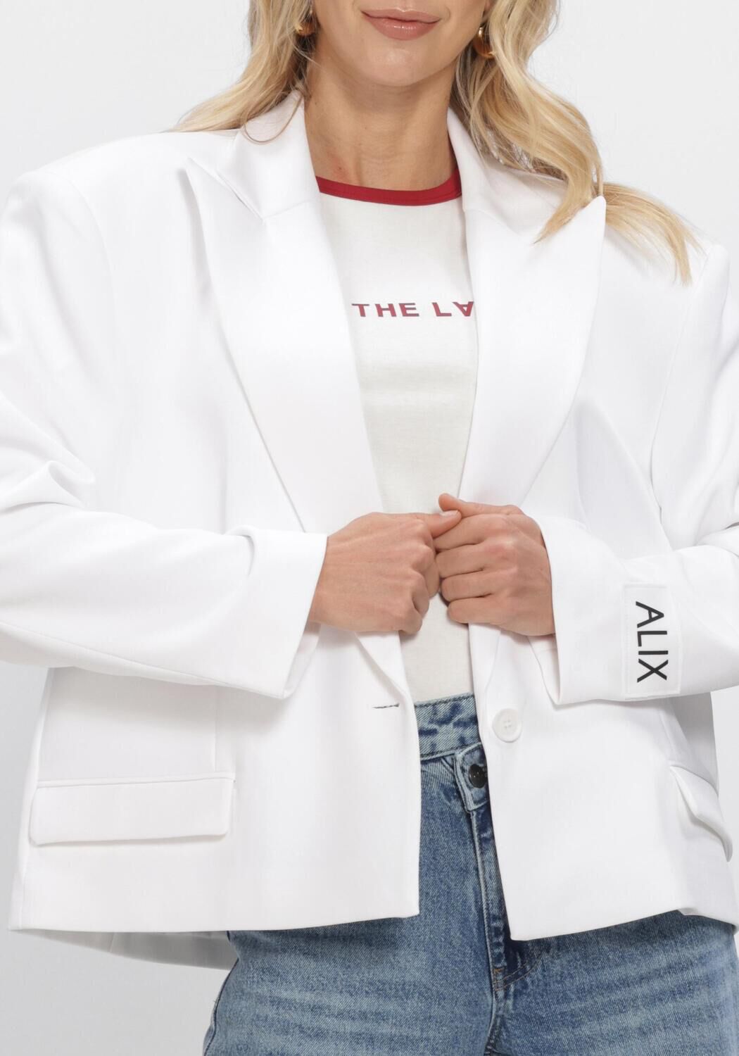 Witte ALIX THE LABEL Blazer LADIES WOVEN OVERSIZED TWILL BLAZER - large