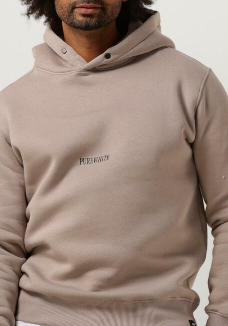 Taupe PUREWHITE Sweater HOODIE WITH FRONT PRINT AND BACK ARTWORK - large
