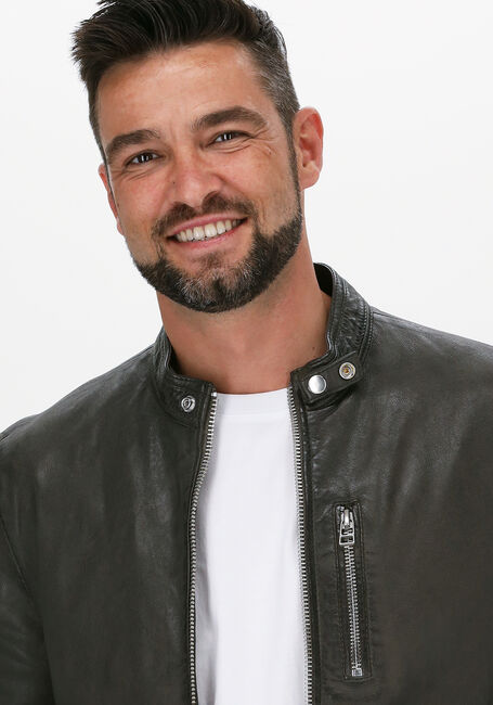 Groene GOOSECRAFT Leren jas GC GALWAY BIKER - large