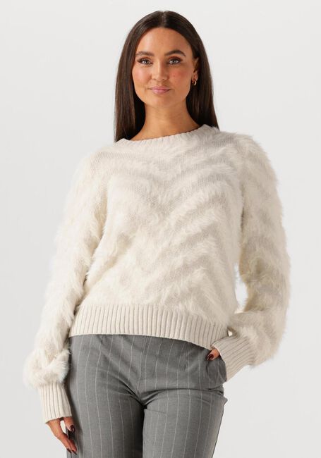 Creme OBJECT Trui OBJHOLLOW L/S RE KNIT PULLOVER - large
