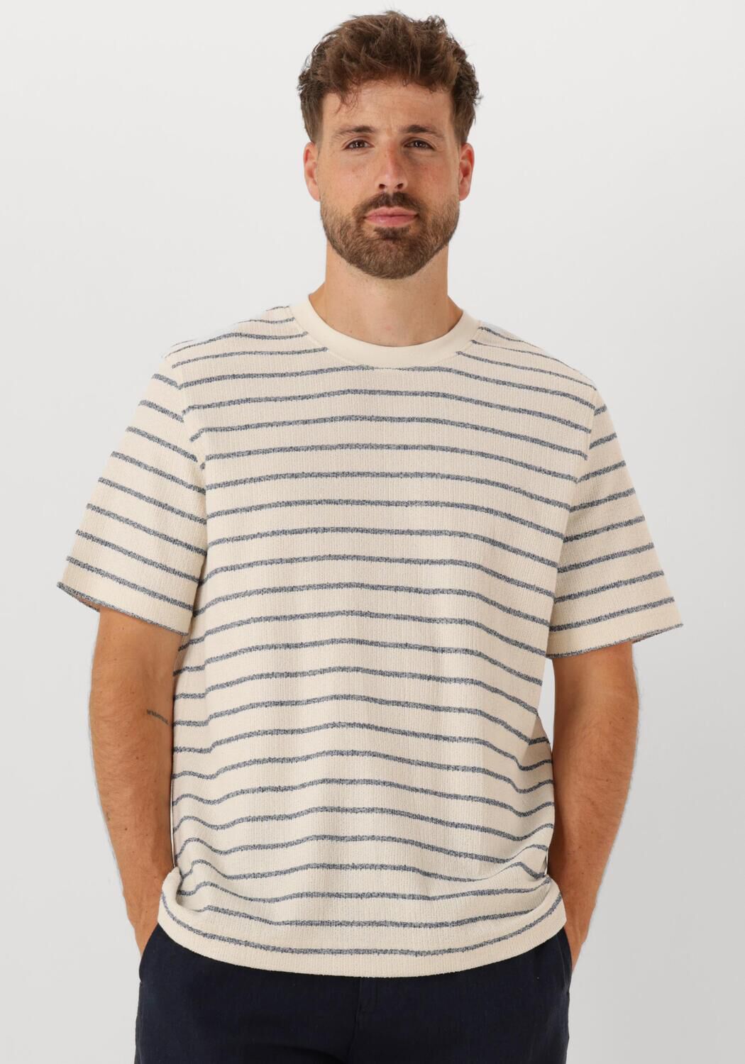 SELECTED HOMME Heren Polo's & T-shirts Slhdjango Stripe Ss O-neck Tee Blauw