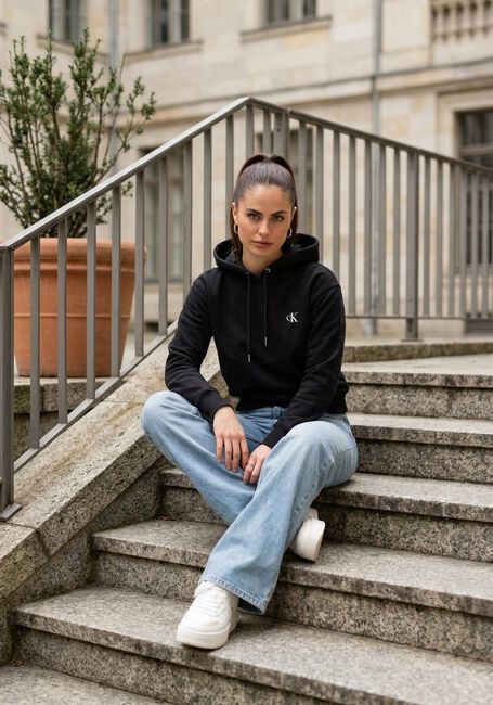 Zwarte CALVIN KLEIN Trui CK EMBROIDERY HOODIE - large