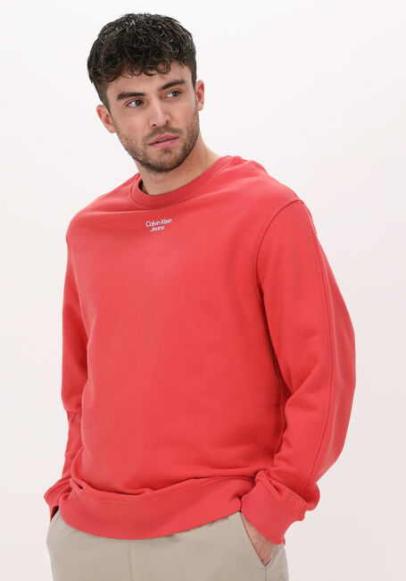 Oranje CALVIN KLEIN Sweater STACKED LOGO CREW NECK - large