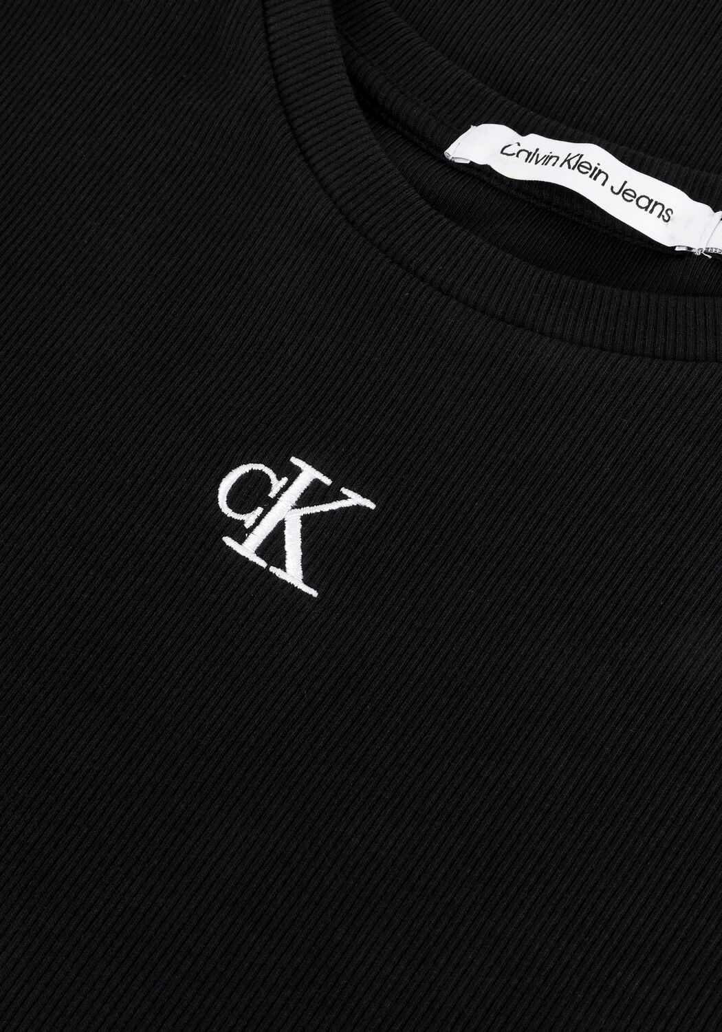 Zwarte CALVIN KLEIN Midi jurk CK RIB LONG T-SHIRT DRESS - large