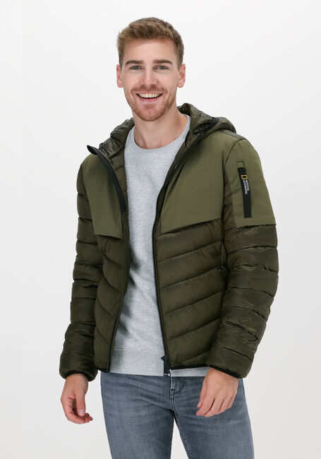 Donkergroene NATIONAL GEOGRAPHIC Gewatteerde jas HOODED JACKET - large