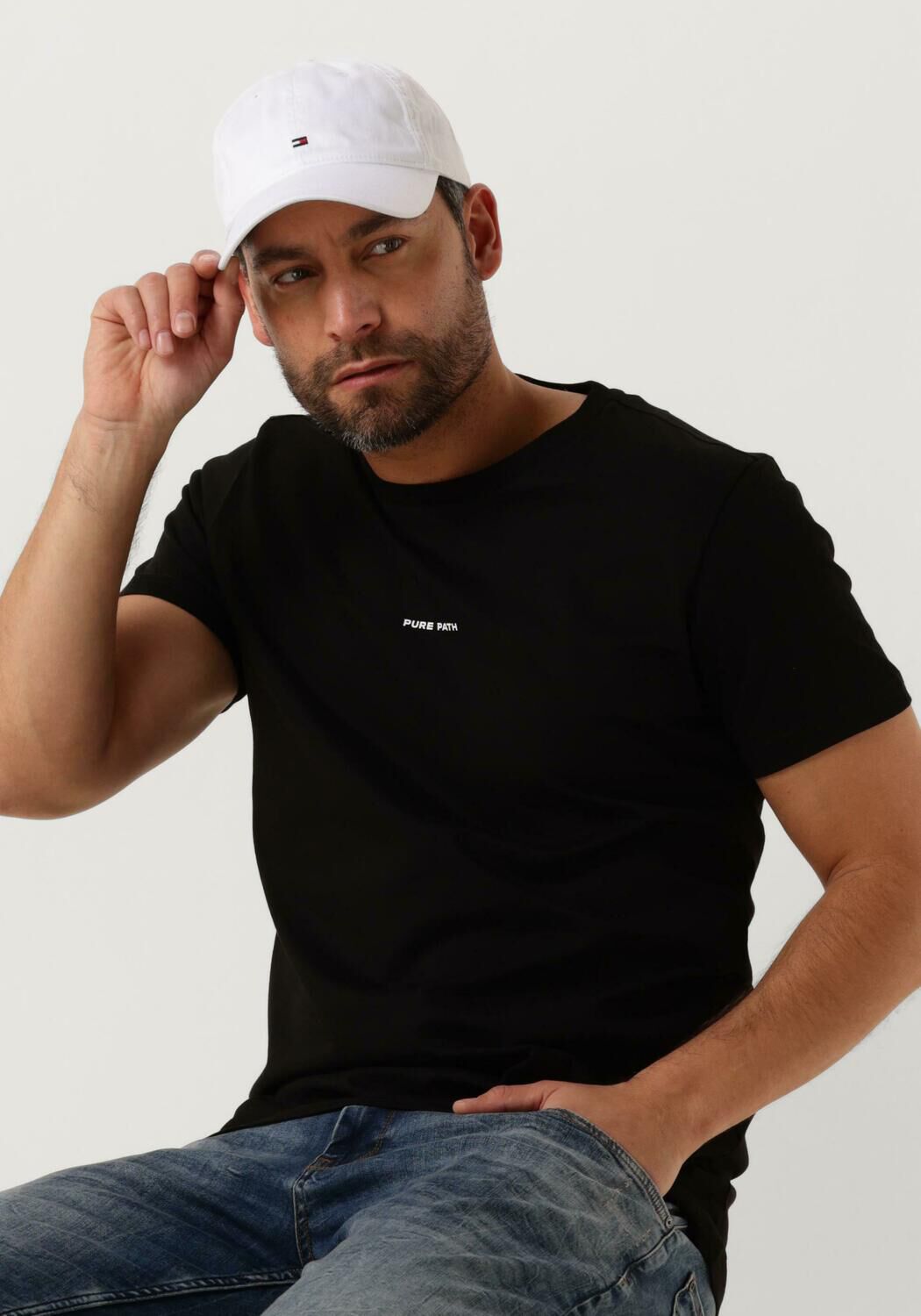 PURE PATH Heren Polo's & T-shirts Essential Logo T-shirt Zwart