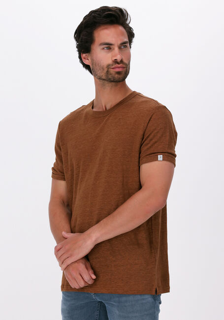 Bruine CAST IRON T-shirt SHORT SLEEVE R-NECK LINEN SLIM FIT - large