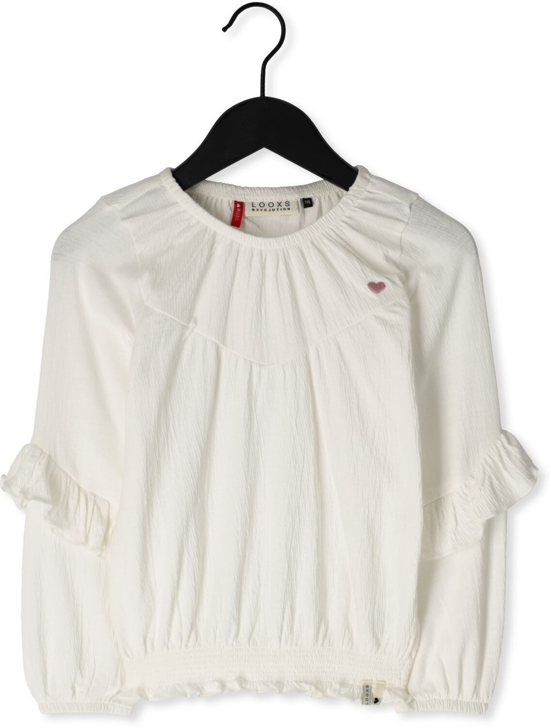 LOOXS little top met ruches wit Meisjes Katoen Ronde hals Effen 104