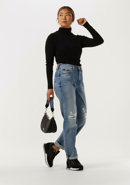 Zwarte TOMMY HILFIGER Coltrui SLIM MODAL RIB ROLL-NK TOP - large