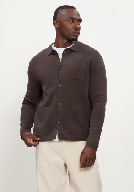 Bruine SELECTED MEN Vest SLMMIKE LIGHT POLO CARDIGAN - large