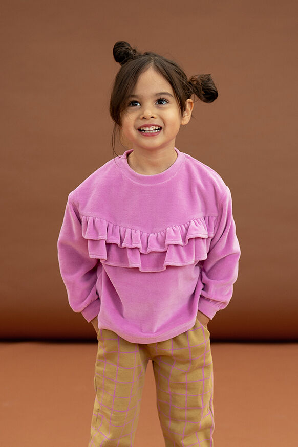 Roze Sproet & Sprout Sweater VELVET SWEATSHIRT RUFFLE - large