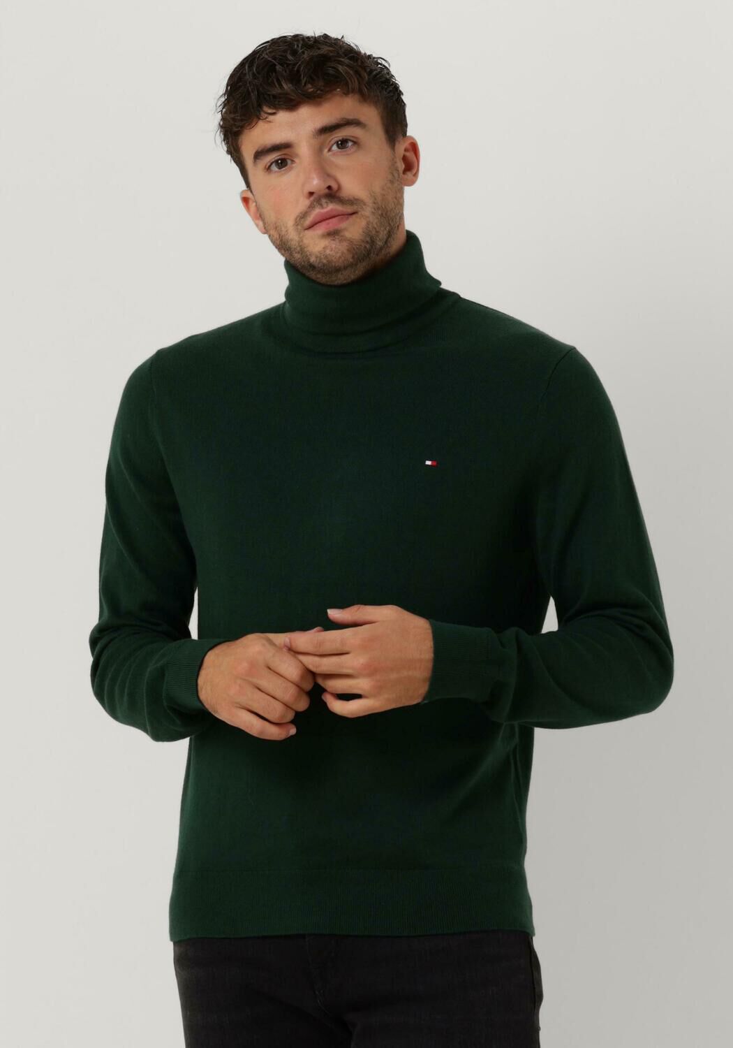 donkergroene tommy hilfiger coltrui pima org ctn cashmere roll neck