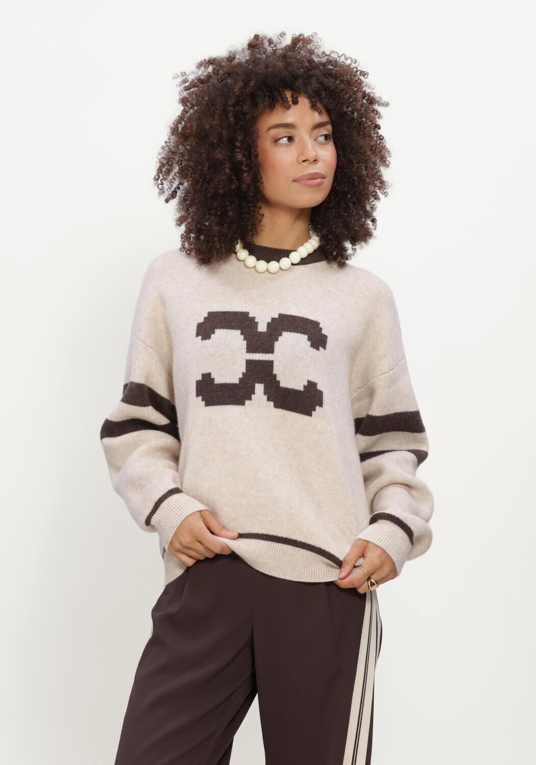 Beige CO'COUTURE Trui ROWCC COCO LOGO KNIT - large