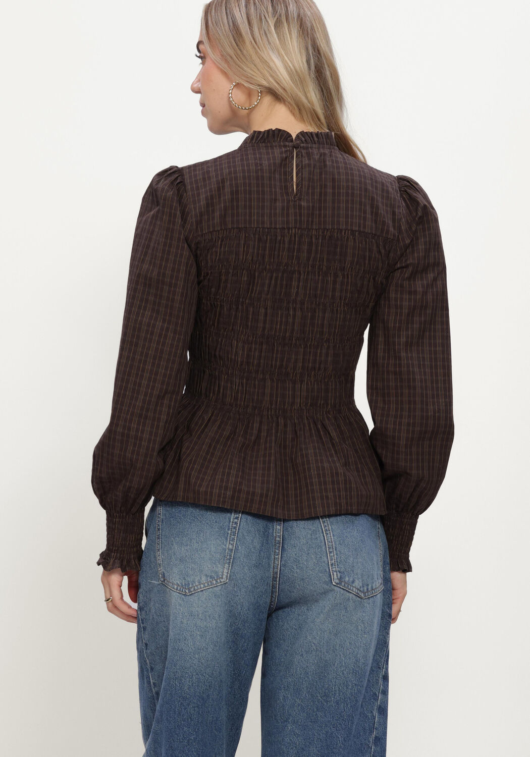 Bruine NEO NOIR Blouses POSSA BIG CHECK BLOUSE - large