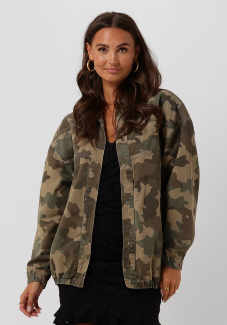 Groene ALIX THE LABEL Jack LADIES WOVEN OVERSIZED CAMOUFLAGE JACKET - large