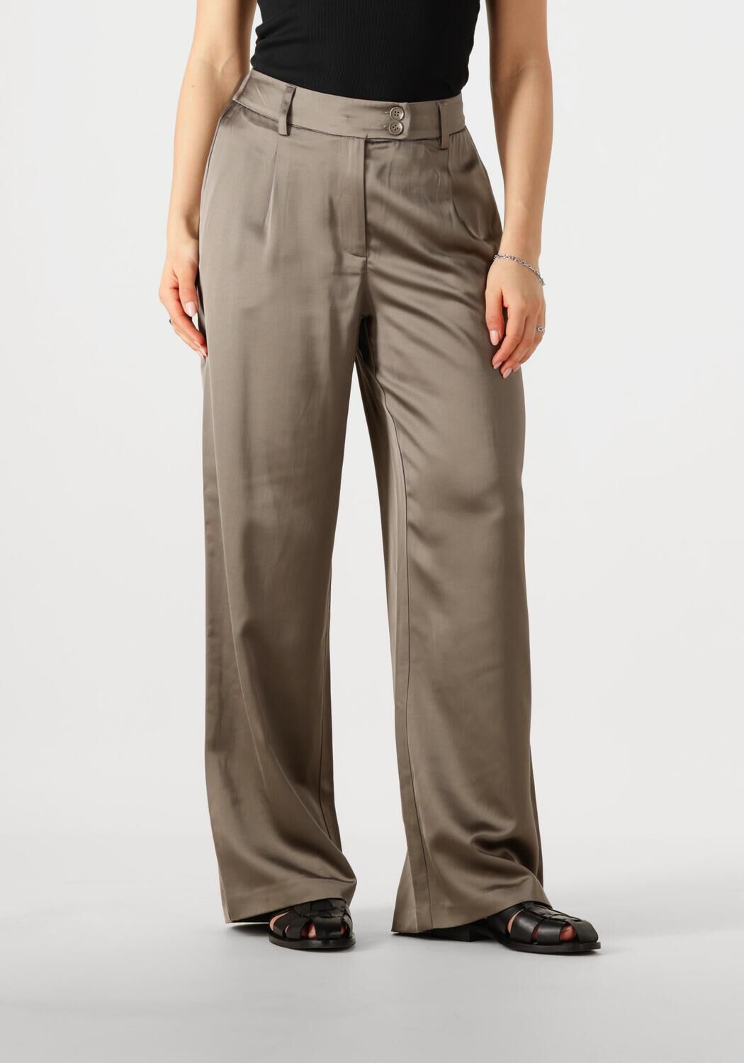 WITHBLACK Dames Broeken Wblmilan Sateen Wide Pant Taupe