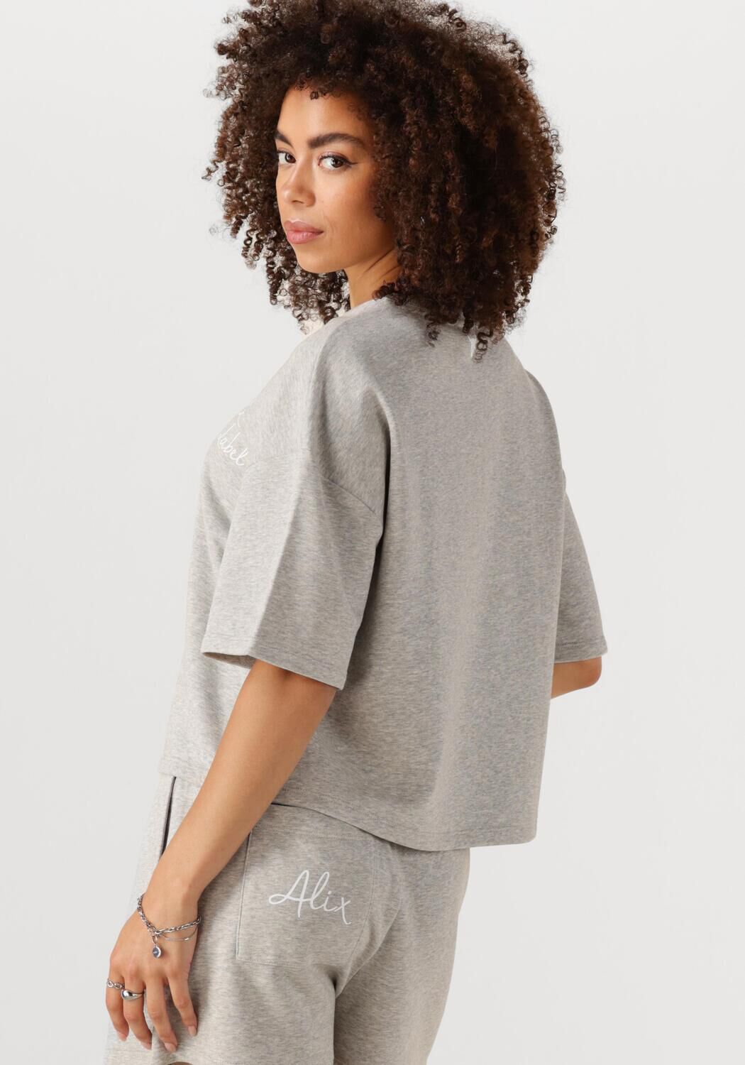 ALIX THE LABEL Dames Tops & T-shirts Ladies Knitted Sweat T-shirt Lichtgrijs