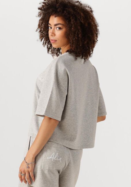 Lichtgrijze ALIX THE LABEL T-shirt LADIES KNITTED SWEAT T-SHIRT - large