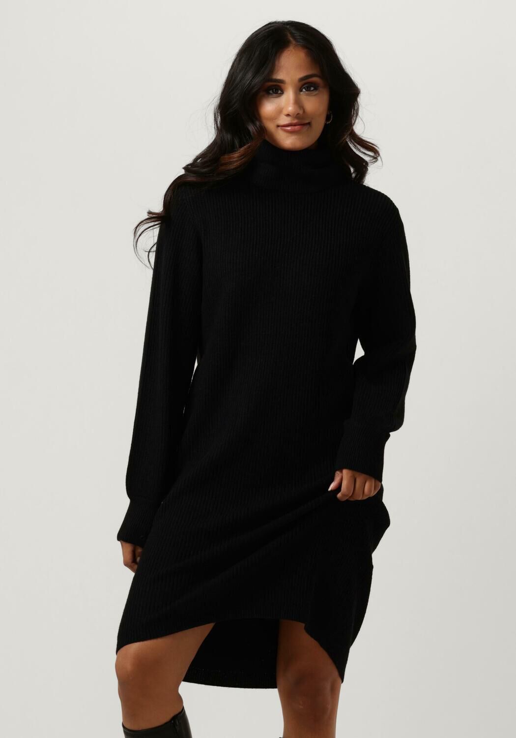 Zwarte OBJECT Midi jurk OBJMALENA L S ROLLNECK DRESS NOOS Omoda