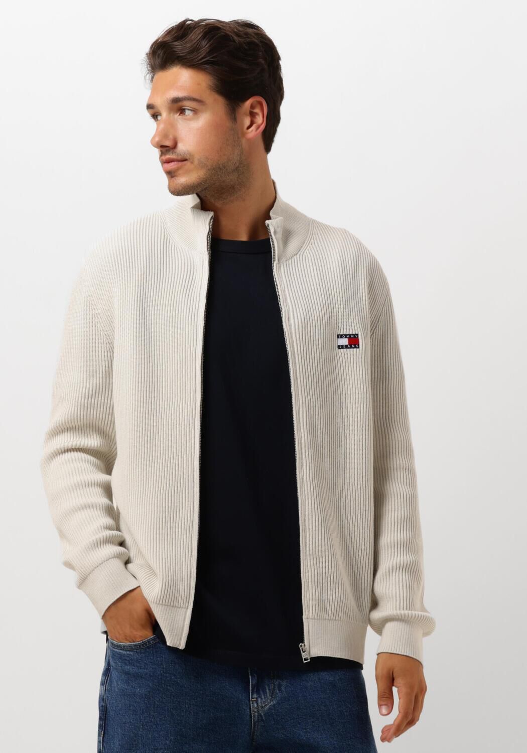 TOMMY JEANS Heren Truien & Vesten Tjm Slim Xs Badge Zip Thru Beige