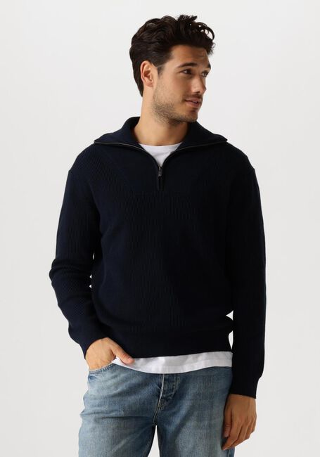 Donkerblauwe PURE PATH Trui LOOSE FIT KNITWEAR HALFZIP818 - large