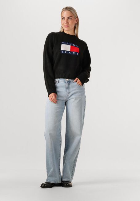 Zwarte TOMMY JEANS Sweater TJW MELANGE FLAG SWEATER RIB EXT - large