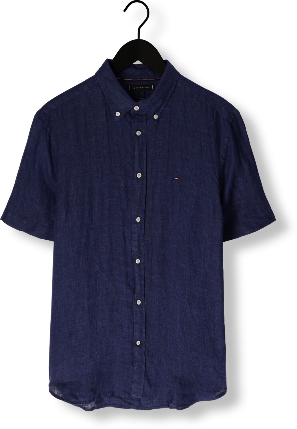 TOMMY HILFIGER Heren Overhemden Pigment Dyed Linen Rf Shirt S s Donkerblauw