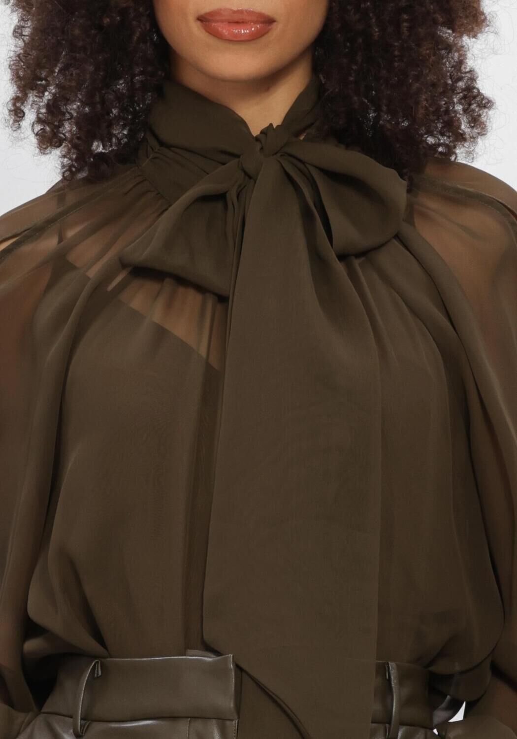 Donkergroene DANTE6 Blouses SONIA BOHO SLEEVE DETAIL BLOUSE - large