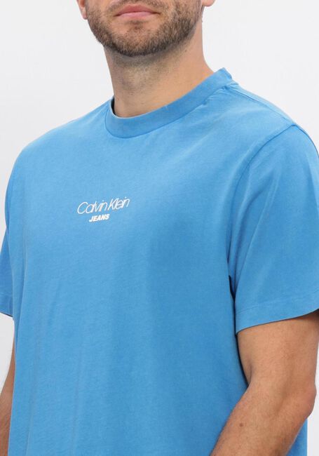 Lichtblauwe CALVIN KLEIN T-shirt SS 20S ACID WASH GRAPHIC CREWNK - large