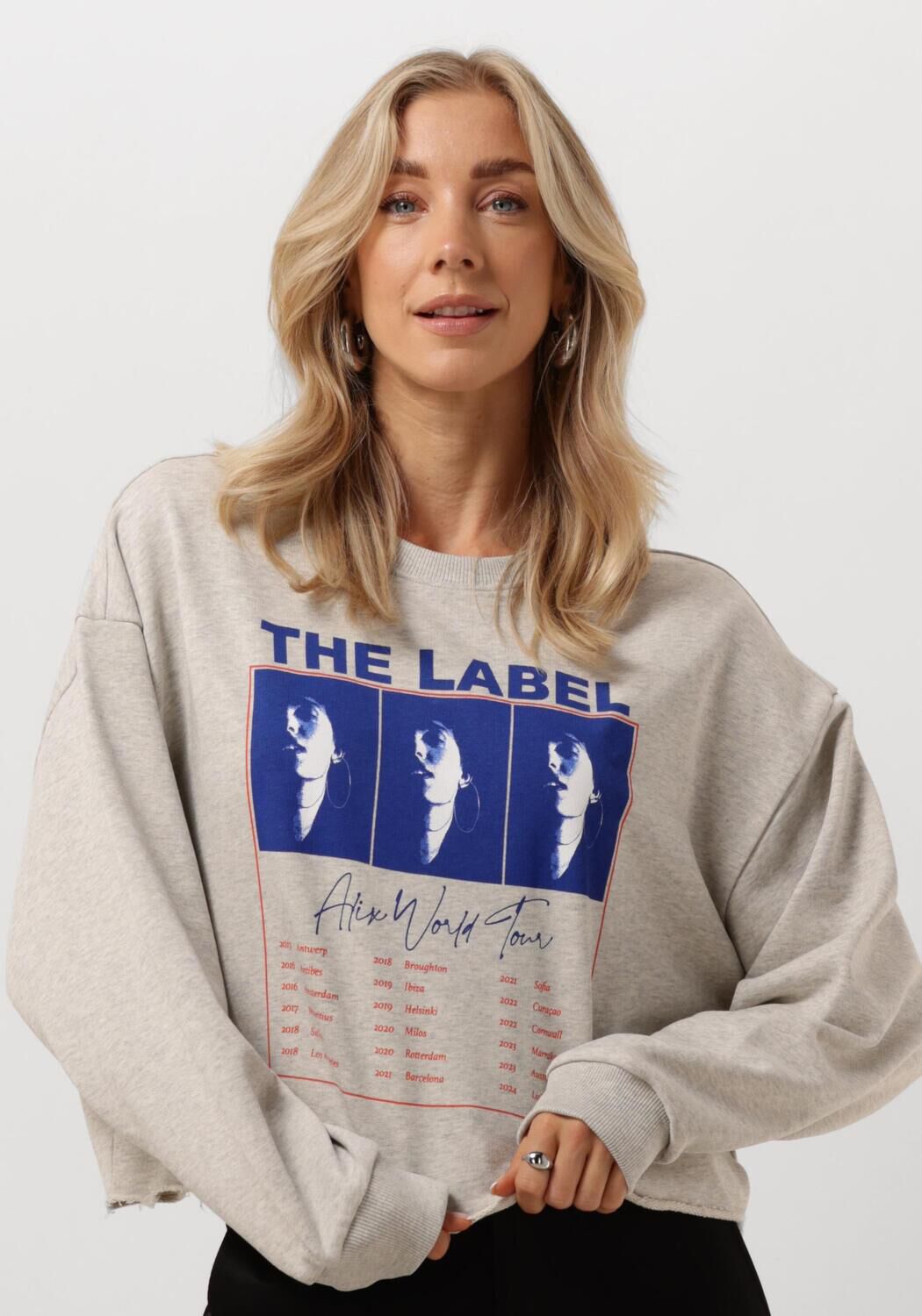 ALIX THE LABEL Dames Truien & Vesten Ladies Knitted Cropped World Tour Sweater Grijs